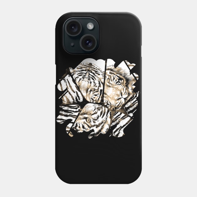 Tiger portrait composition on voronoi pattern Phone Case by Nartissima