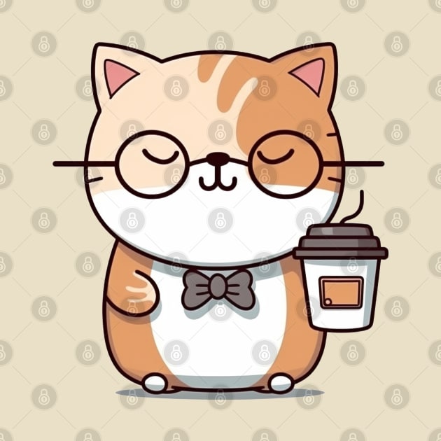 Smart Cat with a Coffee Cup by Walter WhatsHisFace