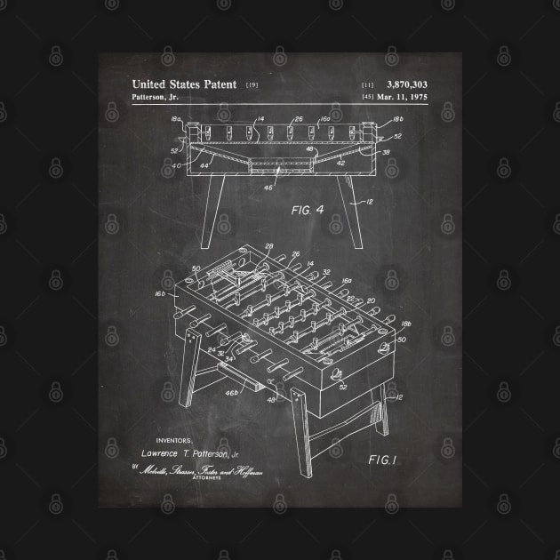 Foosball Table Patent - Foosball Player Game Room Art - Black Chalkboard by patentpress