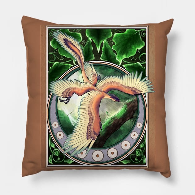 Microraptor Gui Nouveau Pillow by Radiantglyph