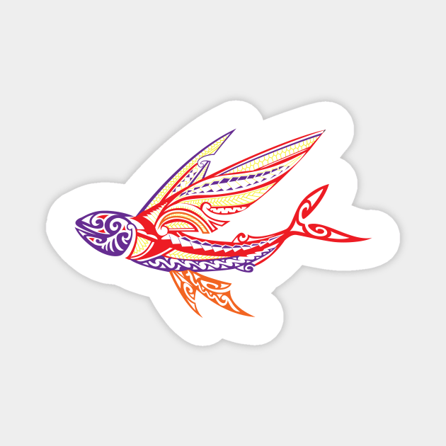 Polynesian Abstract Flying Fish Magnet by DezinerFiles