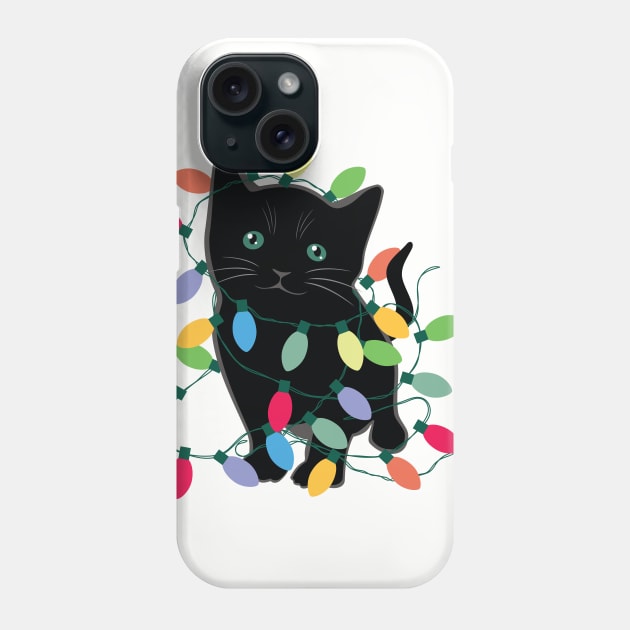 Kitten Tangled In Christmas Lights Phone Case by DesignCat