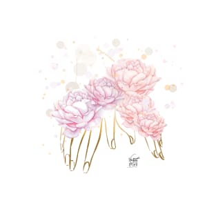 peonies in hand pink illustration T-Shirt