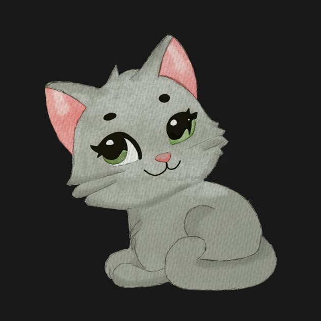 Grey cat with green eyes by Znikoma