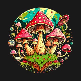 Magic Mushroom Psychedelic Retro Style Shrooms Design T-Shirt
