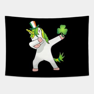 St Patricks Day Girls Dabbing Unicorn Leprechaun Lepricorn Tapestry