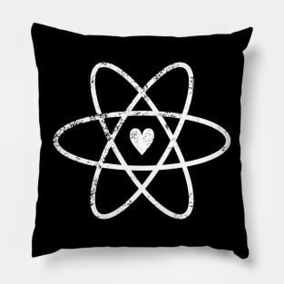 Atomic Symbol + Heart, Distressed Pillow