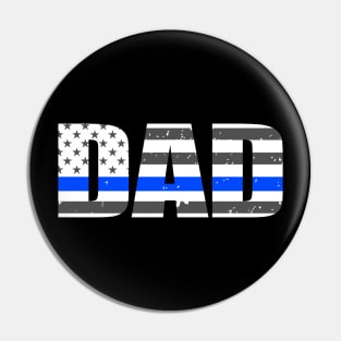 Police Dad Thin Blue Line American Flag Pin