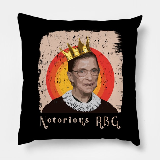 Retro Vintage Notorious RBG Feminist for Ruth Bader Ginsburg Pillow by MasliankaStepan