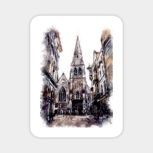 Glasgow City Streets Travel Poster Series watercolor ink edition 07 Magnet