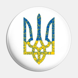 Ukrainian national emblem trident tryzub with stroke texture white Pin