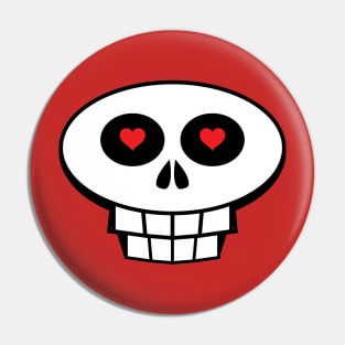 Skull with Heart Eyes Pin