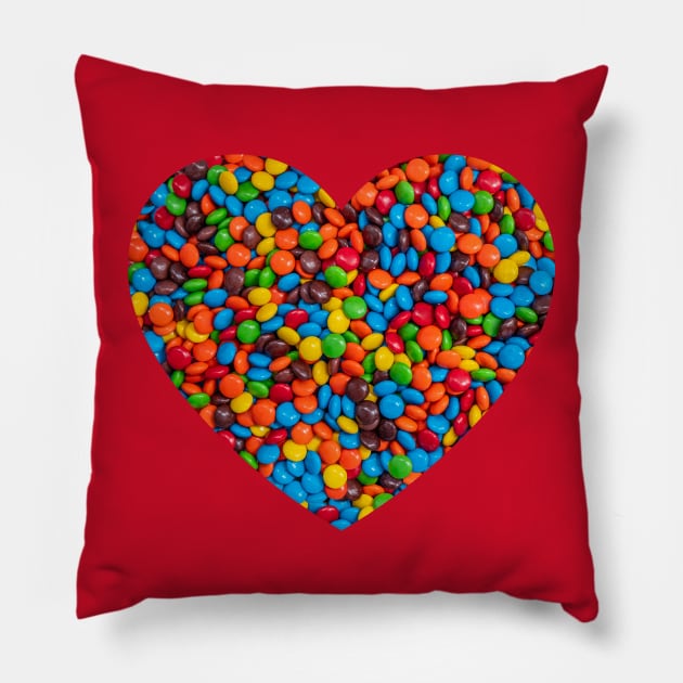 Colorful Candy-Coated Chocolate Heart Photograph Pillow by love-fi