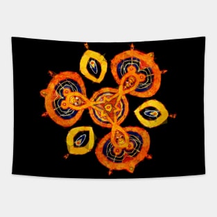 Petaaw Dance of the Cowrie Mystical African Patterns Orange Tapestry