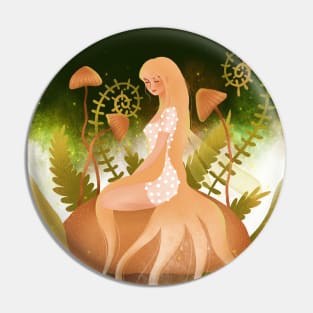 Beautiful fairy with mushrooms in magical plant kingdom Pin