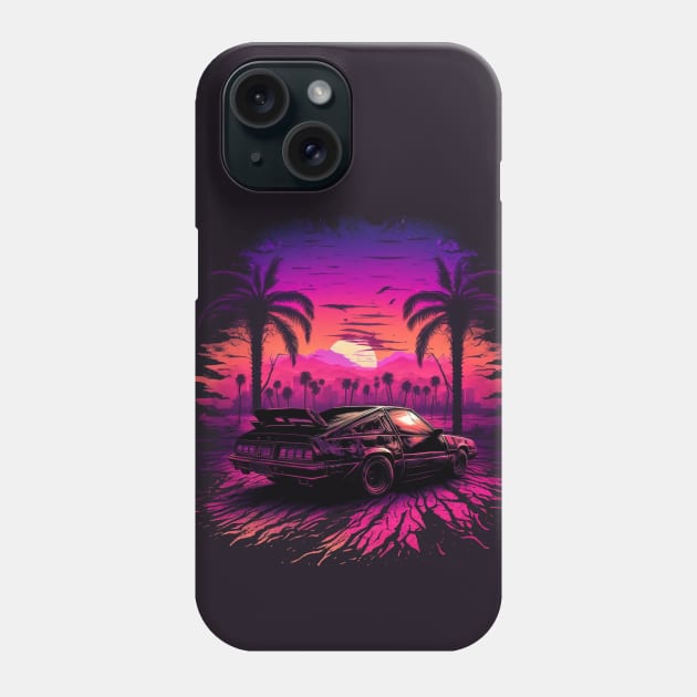 Retro Car in Synthwave Style Phone Case by Snoe