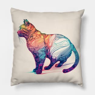 Cat Body Colorful Pillow