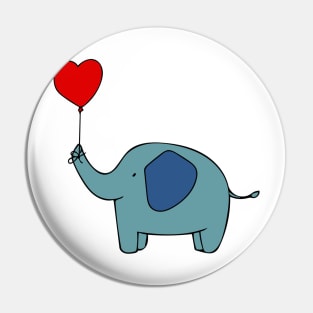 Never Forget I Love You, Cute Elephant with Heart Balloon Pin