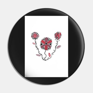 Red African Flowers Pin