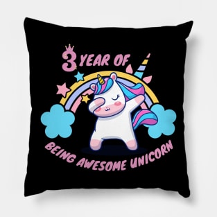 3 year of being Awesome Unicorn Pillow