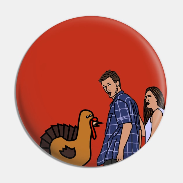 Thanksgiving Turkey and Distracted Boyfriend Meme Pin by ellenhenryart