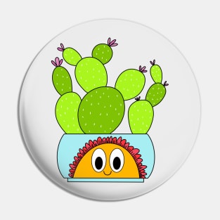 Cute Cactus Design #113: Beavertail Cacti In A Happy Flower Pot Pin