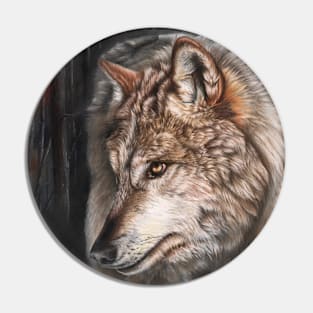 One Star Awake wolf painting Pin