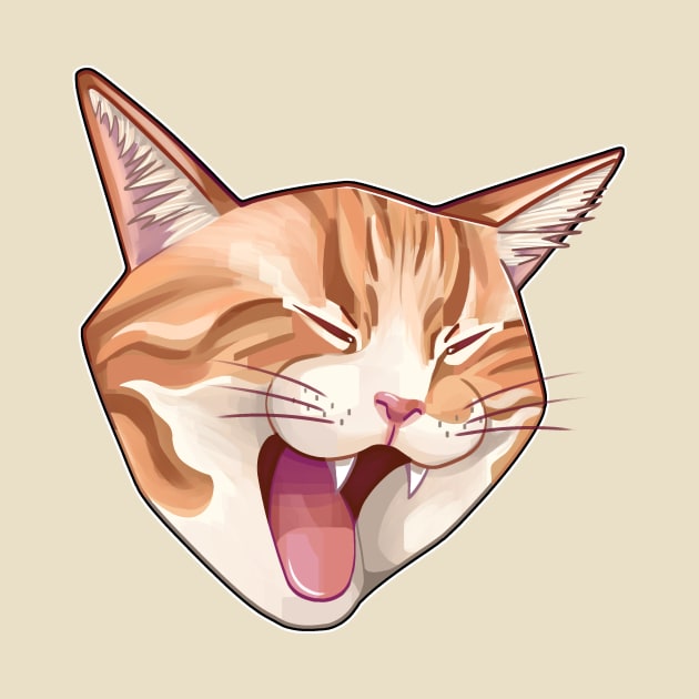 Screaming (Yawning) Orange Cat Head by illstarred