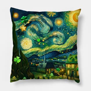 Emerald Night: Van Gogh's Starry Sky Goes Irish Pillow