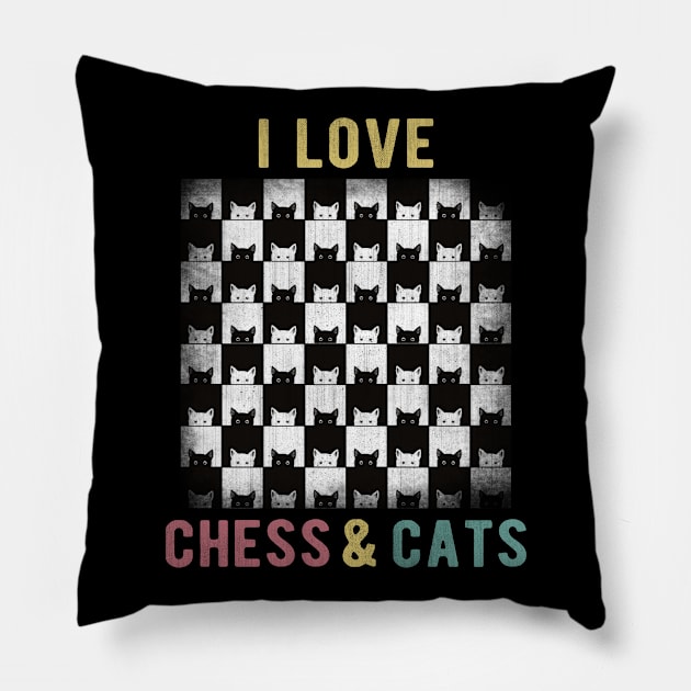 I Love Chess and Cats Pillow by AllWellia