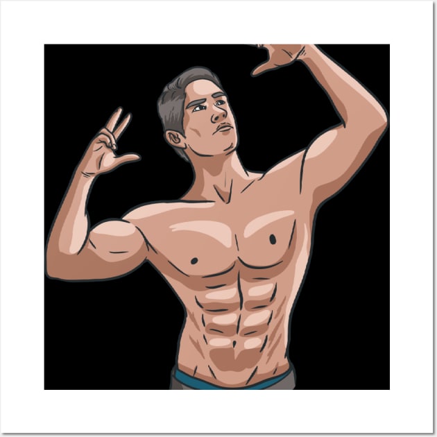 Photo & Art Print Muscular man working out in gym doing exercises