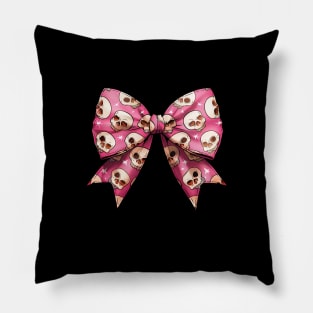 Coquette Ribbon With Cute Skulls Pillow