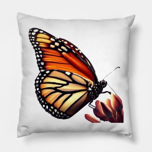 Monarch Butterfly on Flower Pillow