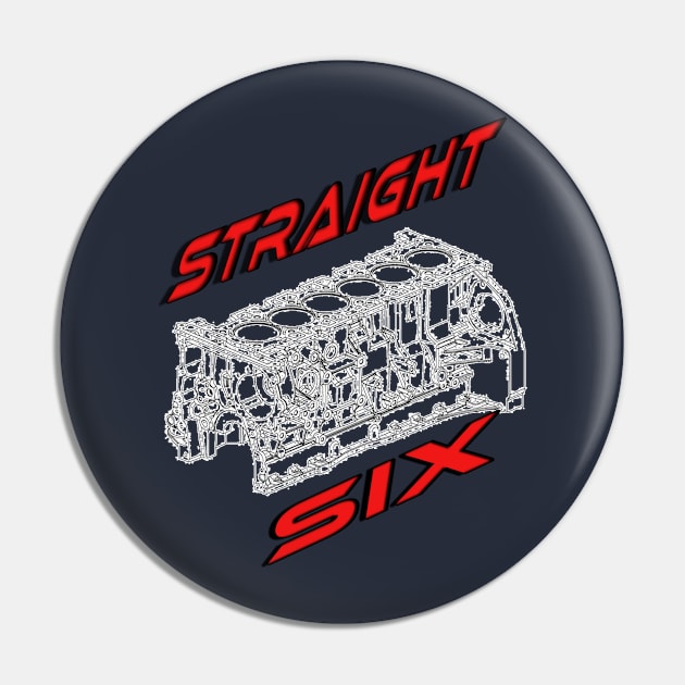 Engine Block Straight 6 (Red) Pin by CarEnthusast