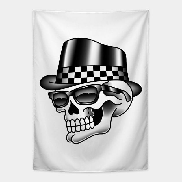 American Traditional Checkered Skull Tapestry by OldSalt