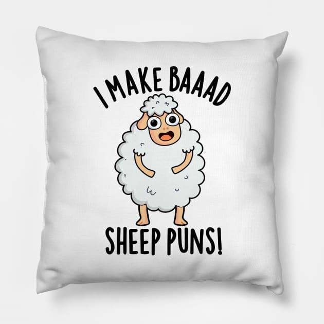 Sheep Happens Funny Poop Pun Pillow by punnybone