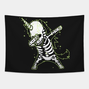 Dabbing Unicorn Skeleton Shirt Dab Hip Hop X-Ray Glow Effect Tapestry