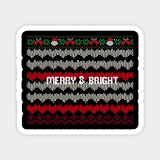 Merry and Bright ugly christmas sweater design Magnet