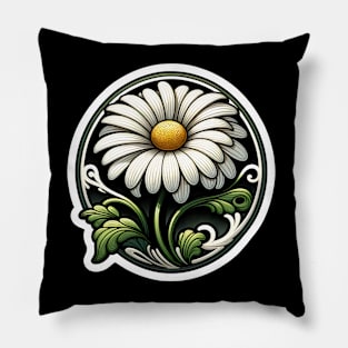 art nouveau daisy April birth month flower Pillow