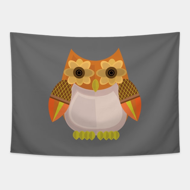 Harvest Owl - Orange Tapestry by adamzworld