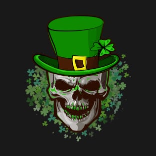 Skull St Patricks Day Clover Shamrocks Cool Irish Leprechaun T-Shirt