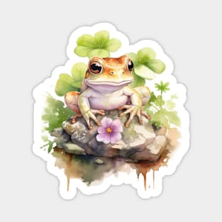 Frog Cute Flower Watercolor Magnet