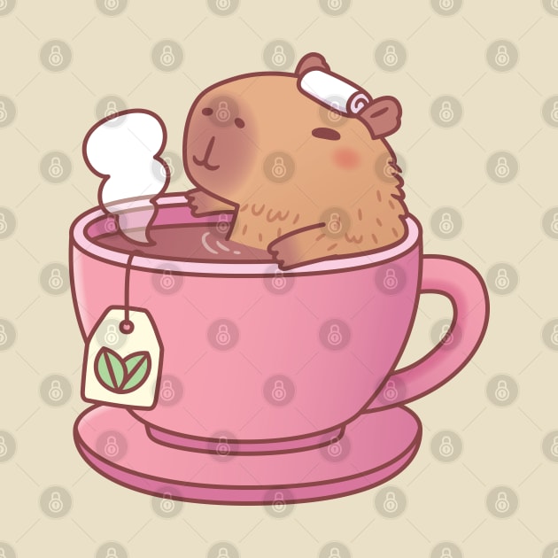 Cute Capybara Relaxing In Cup Of Tea by rustydoodle