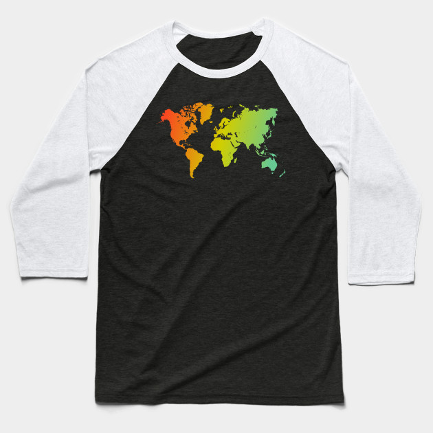 World Map Colorful Travel The World Art For Travelers Aesthetic Baseball T Shirt Teepublic