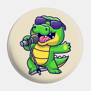 Cute Crocodile Singing Cartoon Pin