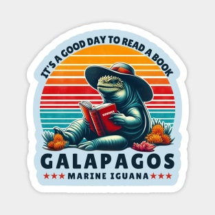 Galapagos marine iguana reading a book Magnet