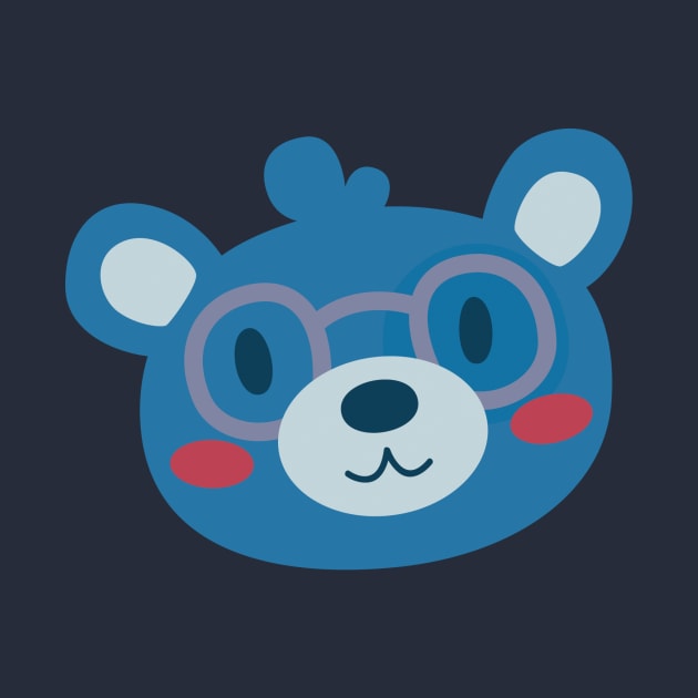 Happy Blue Bear With Glasses by clairestamper