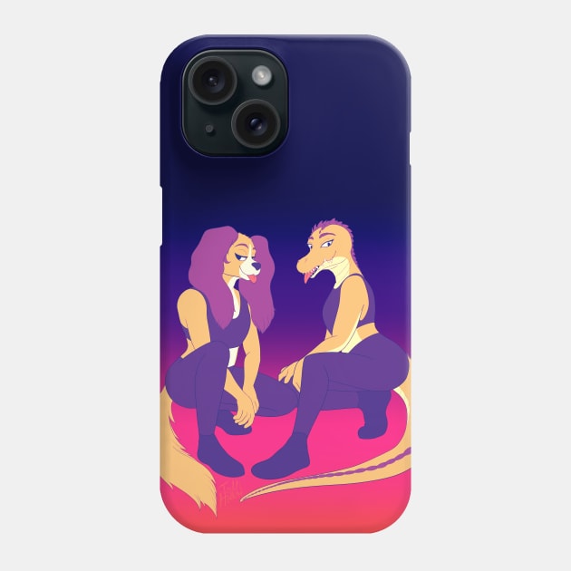 Anthro Sunset Doggo & Crocco Phone Case by Todd's Hollow