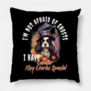 Spaniel Dog Ghost Guardian Vintage Halloween Funny Pillow