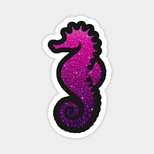 Pink and Purple Ombre Faux Glitter Seahorse Magnet